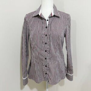 Bariloche Long Sleeve Red Blue Gingham Button-Down Shirt Women's 42 (10-12)